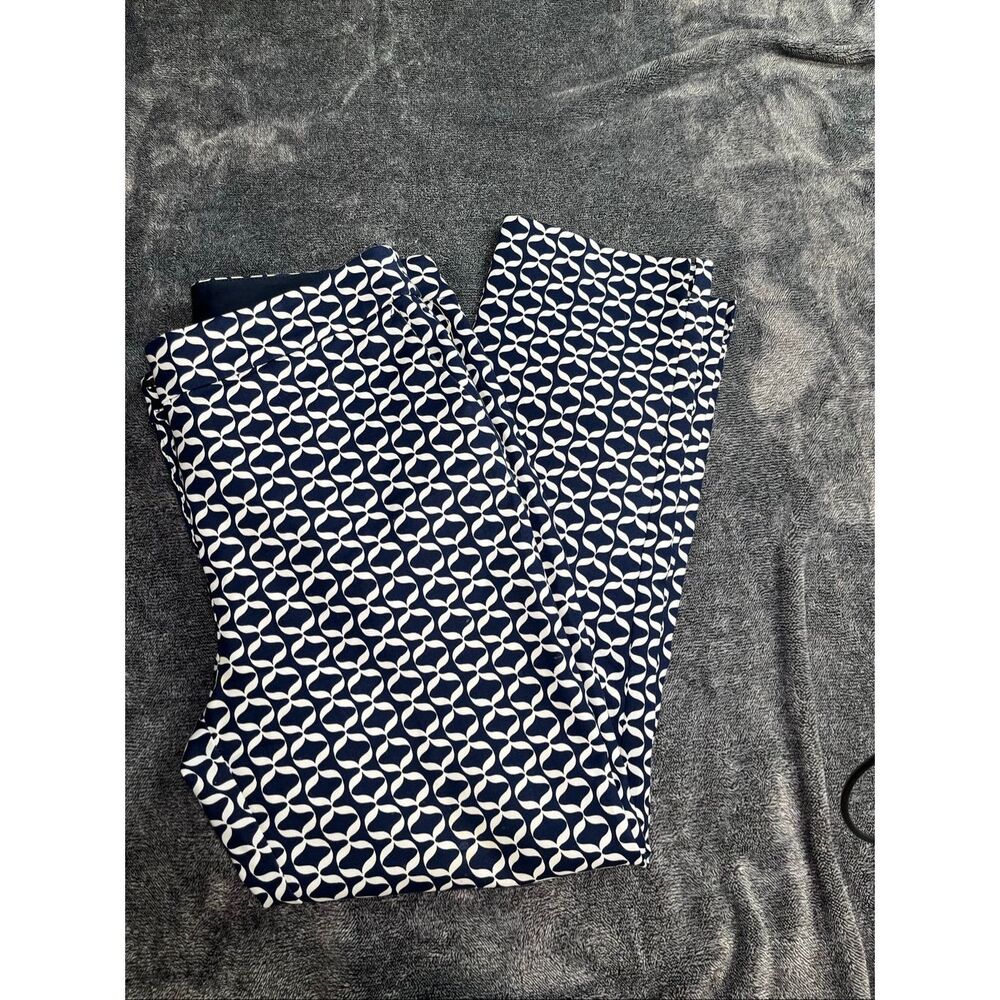 Boden Women’s Navy Blue White Geometric Print Straight Leg Pants Size 8R UK12R - Picture 1 of 9